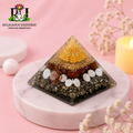 Dhanlabh Pyramid with Shree Yantra, Rudraksha, Gomti Chakra & Pyrite | Vastu Energy Pyramid for Wealth, Prosperity, Success & Positive Energy