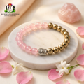 Love & Money Bracelet | Rose Quartz & Pyrite Buddha Bracelet | Lab Certified Natural Gemstone Bracelet for Love, Wealth & Positive Energy