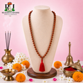 Rudraksha Jaap Mala 108 Bead with Red Tassel for Meditation, Chanting & Spiritual Practices | Religious Universe